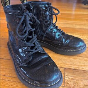 Dr. Martens Black Glitter Lace-Up Black Combat Boots